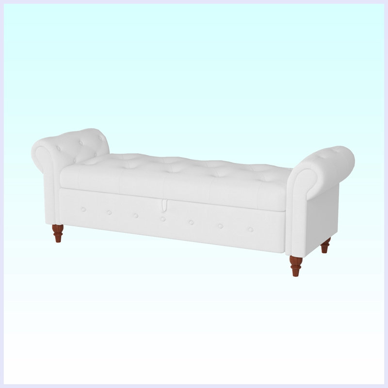 Xamiera Polyester Upholstered Storage Bench, Cream White