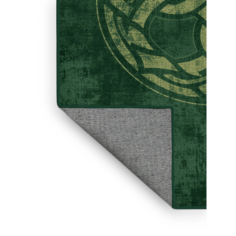 Tapis abstrait moderne et contemporain Champlost St Patties lavable à la machine - Reliure verte, 7 x 9