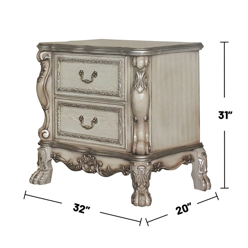Or et table de chevet avec 2 tiroirs pour l'esthétique de chambre à coucher
