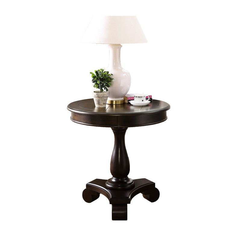 Table d'appoint à finition piédestal - hauteur 26,5 po, base en bois de qualité 26 po, attrait intemporel, Espresso