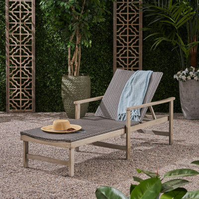 Chaise longue en bois et osier Hampton