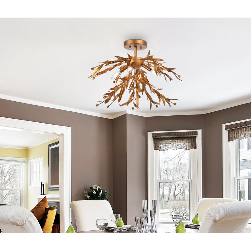 Guriopal Flush Mount, Gold Leaf, 14.5"H x 18.5"W x 18.5"L