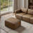Beryl Square 26.97'' W Modern Full-Grain Leather Ottoman-146393450