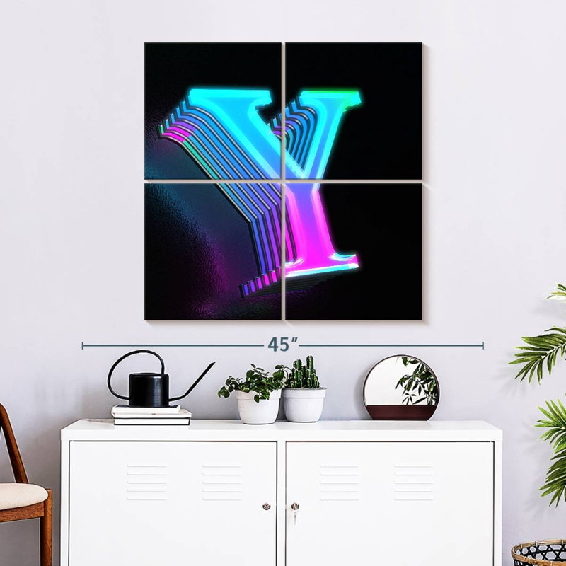 Keiri Futuristic Neon Letter Y, 32" H x 32" W