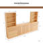 Armoire de cuisine avec tablettes ouvertes, bibliothèque de rangement avec tiroirs et tablettes Hideen