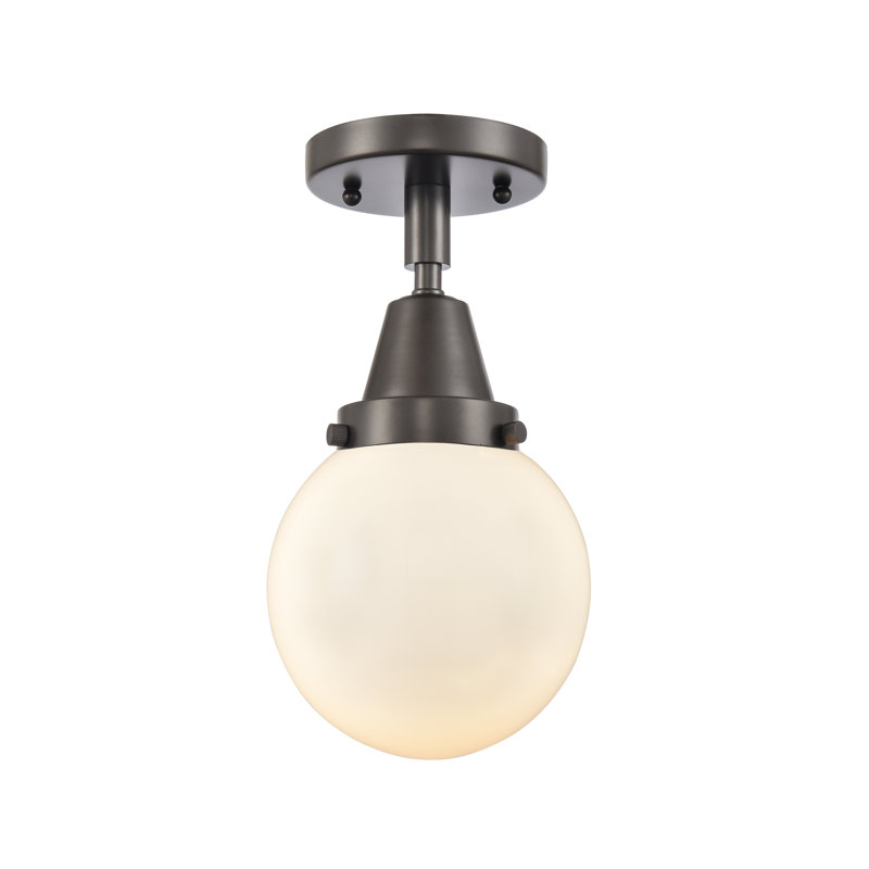 Plafonnier encastré en verre Amede, Blanc mat, H 10,75 po x l 6 po x P 6 po, Bronze frotté à l'huile