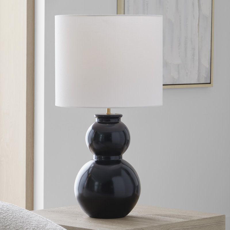 Lampe de table moyenne à 1 lumière Buckley, Noir lustré