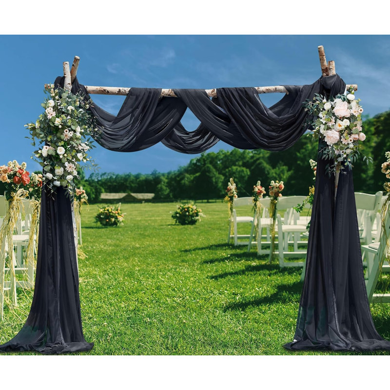 Ensemble de rideaux de mariage pour arche ou toile de fond de mariage, H 360 po x l 55 po , Noir
