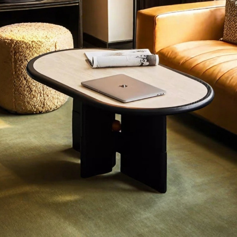 Table basse ovale mobile en pierre frittée
