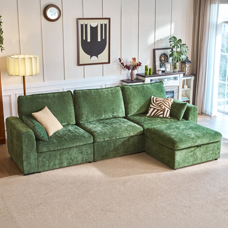 Olar Single Chenille Storage Ottoman Wide Cloud Couch, Cushion Covers Removable, Freely Combined With Other Modules