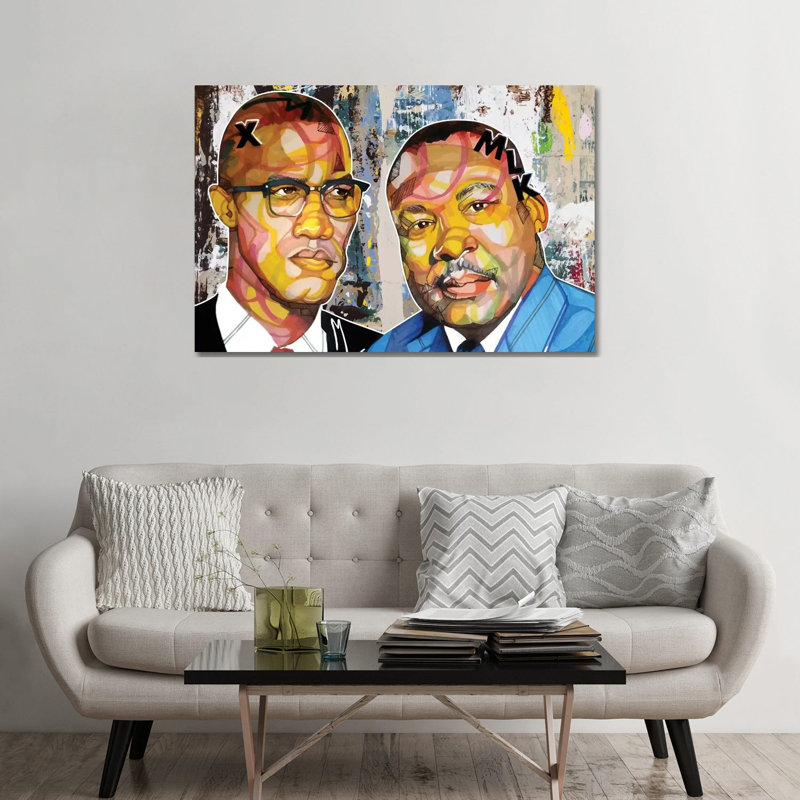 Malcolm X Martin - impression d'art graphique, H 32 po x l 48 po x 1,5 po, Toile tendue, Pas de tapis