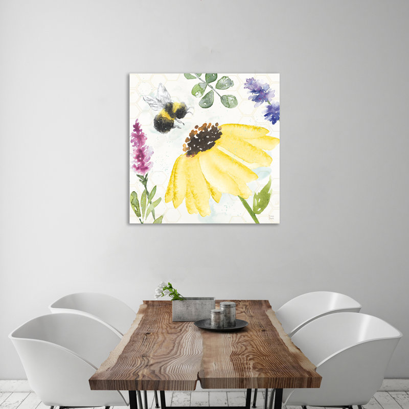 "Bee Harmony III", toile tendue par Dina June, H 24 po x l 24 po x P 1,5 po