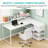 Small Space-Friendly Farmhouse L-Shaped Corner Desk (55-Inch) – White Home Office Writing Table with Monitor Riser, Drawers & Storage Shelves-121448685