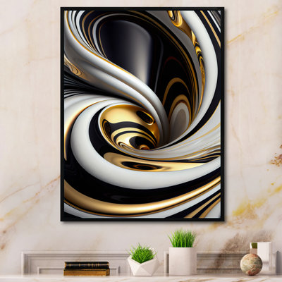 Gold Black And White Stained Glass I - Modern Canvas Wall Art
