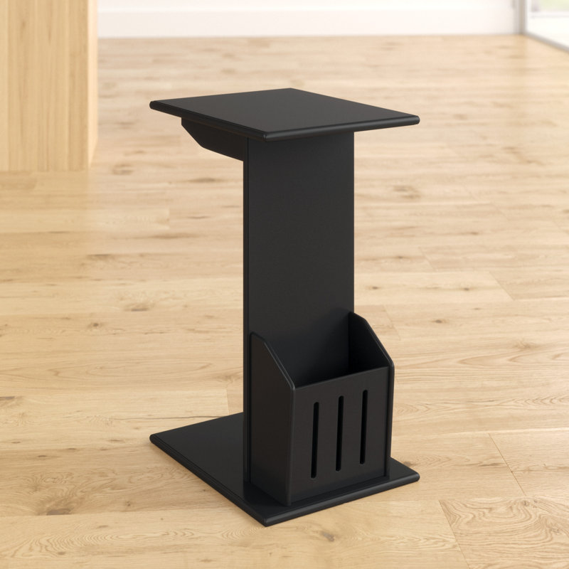 Edwin 24" Tall C End Table with Magazine Holder, Black