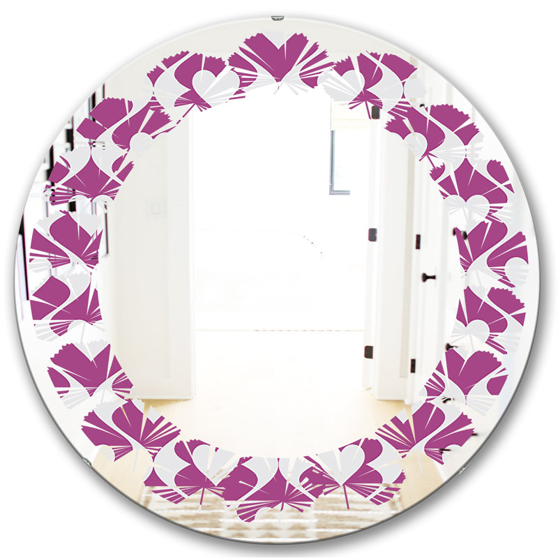 Miroir mural abstrait design viii à motif de feuilles, 31,5 po x 31,5 po