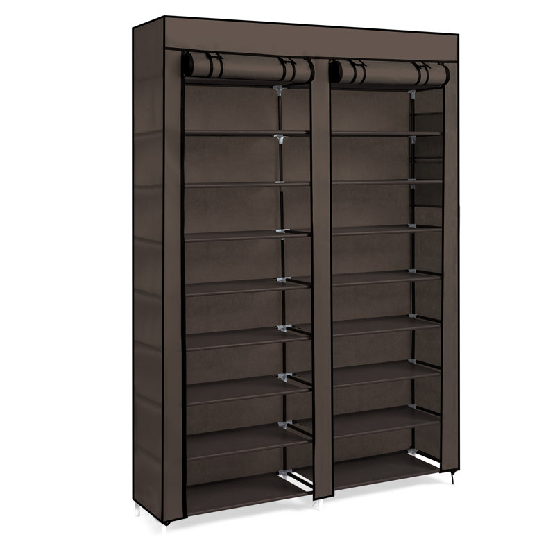 Armoire à chaussures à double rangée 10 couches, Brun