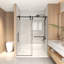 Portes de douche et de baignoire modernes sans cadre, verre transparent de qualité supérieure, design noir mat