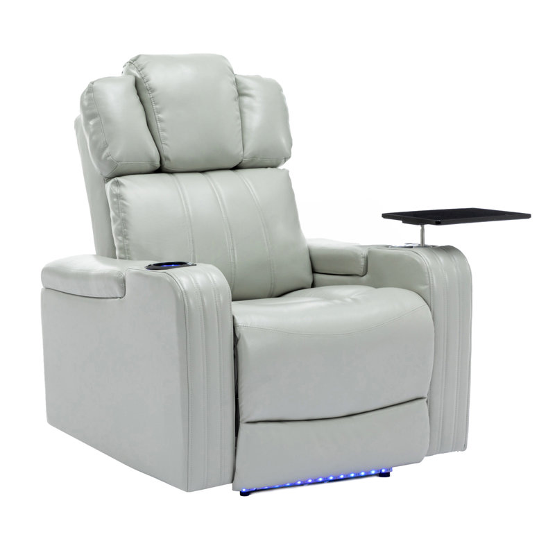Fauteuil inclinable électrique avec porte-gobelet rafraîchissant, haut-parleur Bluetooth, lumières DEL, ports USB, table-plateau et rangement pour accoudoirs