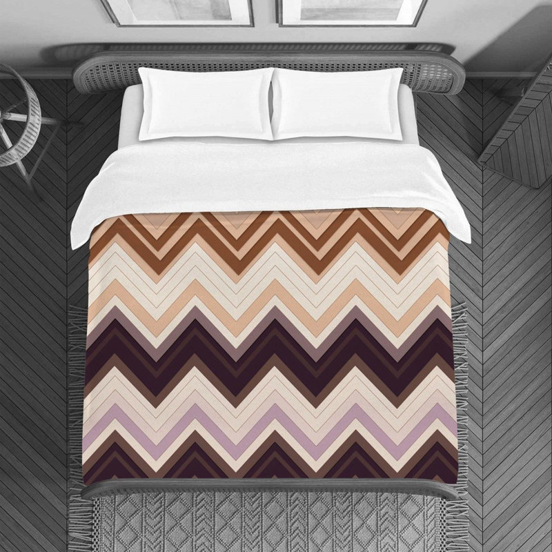 Housse de couette Jozephine, Housse de couette pour lit simple, Brun / Mauve
