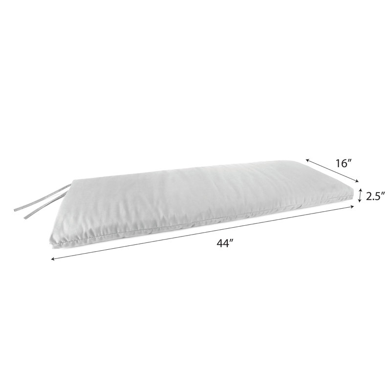44" x 16" Terrace Green Solid Outdoor Bench Cushion with Ties, Chauncey Pumice