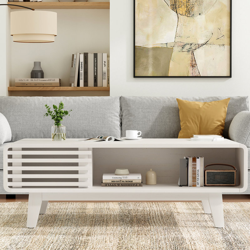 Table basse, tables de salon, table moderne avec rangement, table basse Mid Century
