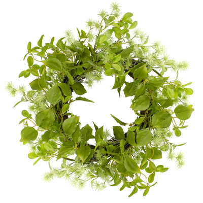 Couronne de printemps florale et à feuillage Jujube - vert 18 po