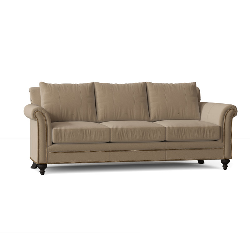 Richardson Sofa, Aline Fumo Genuine Leather, Mahogany, French Natural