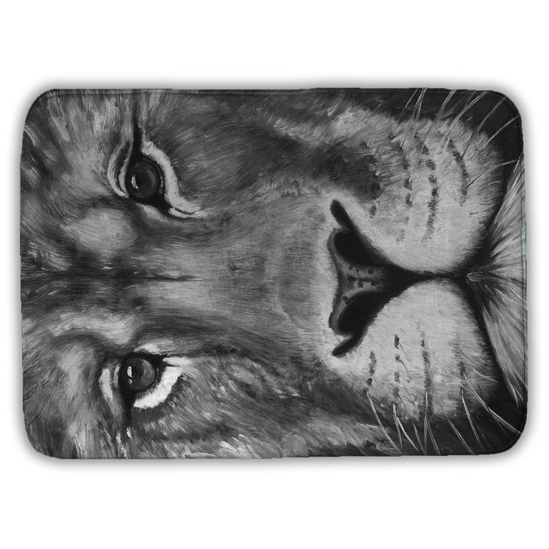 Lion portrait Bath Mat with Non-Slip Backing - Quick Dry Memory Foam Bathroom Rug - Absorbent - Modern Plush Spa-Style - Machine Washable