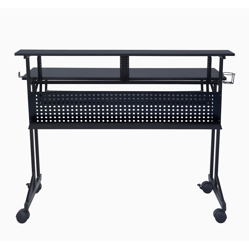 Black Music Recording Studio Desk With Keyboard Tray, Black