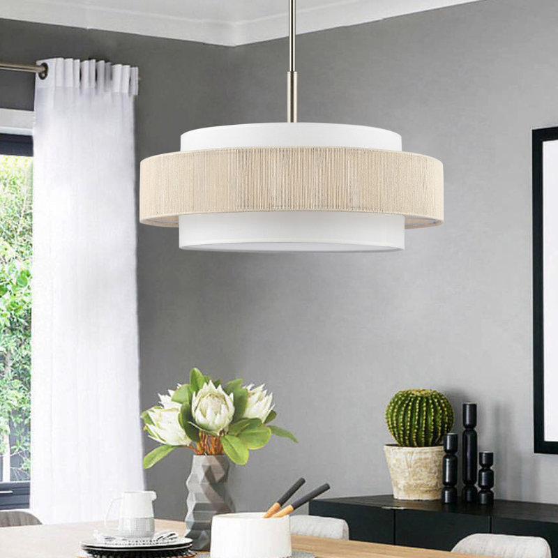 Reenat 5-Light Dimmable Drum Chandelier, Nickel