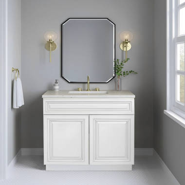 Evideco Non Pedestal Bathroom Under Sink Vanity Cabinet Miami White