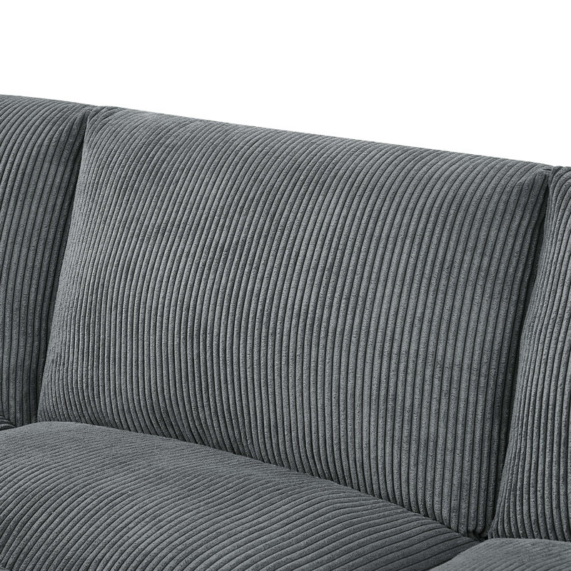 Grand modulaire réversible avec repose-pieds Tondreau Massasoit, Velours côtelé gris