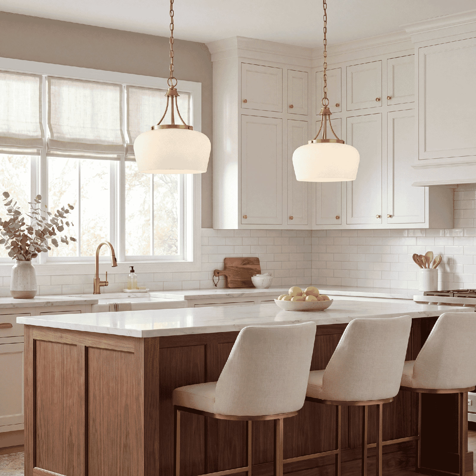 Breena Dimmable 3-Light Pendant, Clear, English Bronze