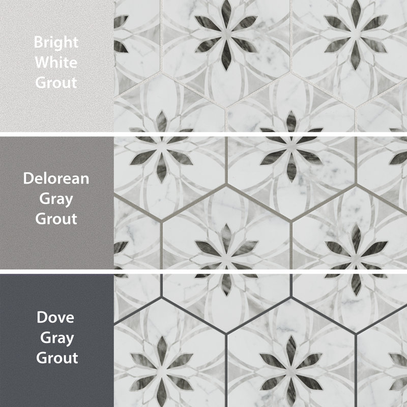 Classico Bardiglio Hex 7" x 8" Porcelain Patterned Wall & Floor Tile, Light