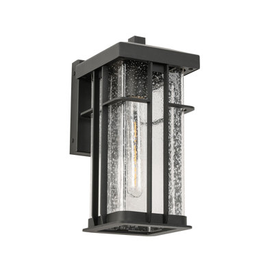 Applique murale d'extérieur moderne minimaliste avec abat-jour en verre bullé, luminaire extérieur en métal résistant aux intempéries