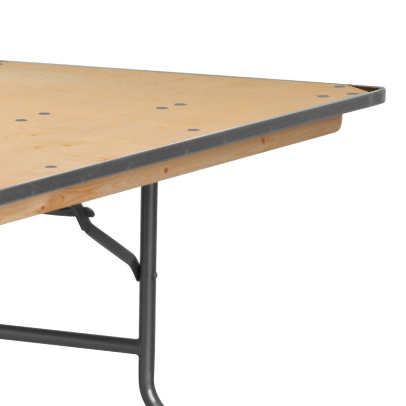 8-Foot Rectangular Birchwood Folding Banquet Table with Metal Frame