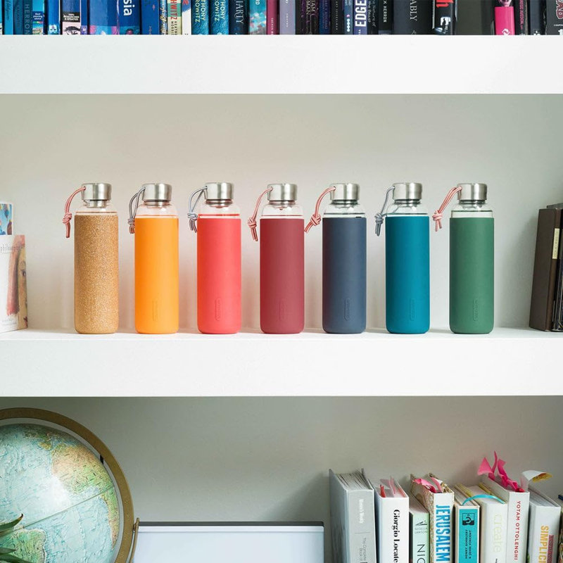 Black + Blum 600.3ml Glass Water Bottle, Orange