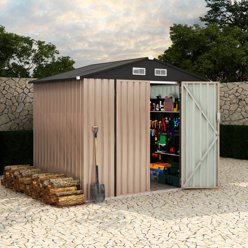 6x8 FT Metal Storage Shed, Heavy-Duty Outdoor Shed with Air Vent & Lockable Door, Rust-Resistant Utility Cabinet for Yard Patio Lawn