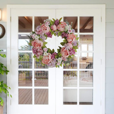 Couronne de pivoines artificielles, fleurs de pivoines de printemps, utilisées pour les mariages de Noël, les fêtes et la décoration