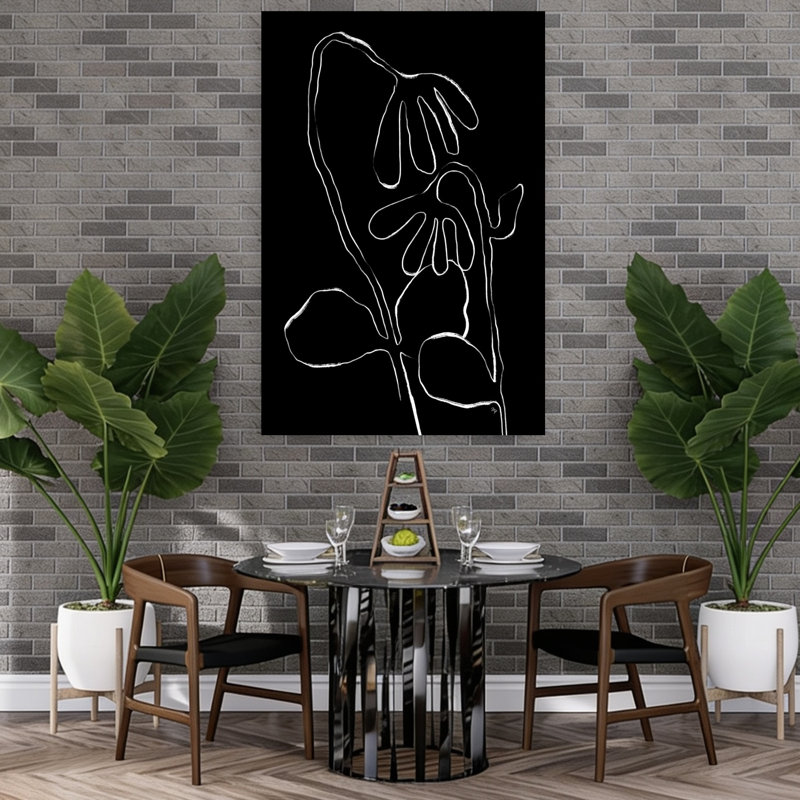 Abstract Floral Outline Abstract Contemporary Violet Flower Wall Art Print, 152.4cm H x 101.6cm W