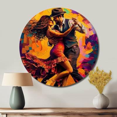 Salsa Dancers - Music Round Metal Art