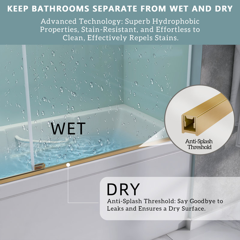 Portes de douche et de baignoire - l 59,00 po x H 60 po, Or