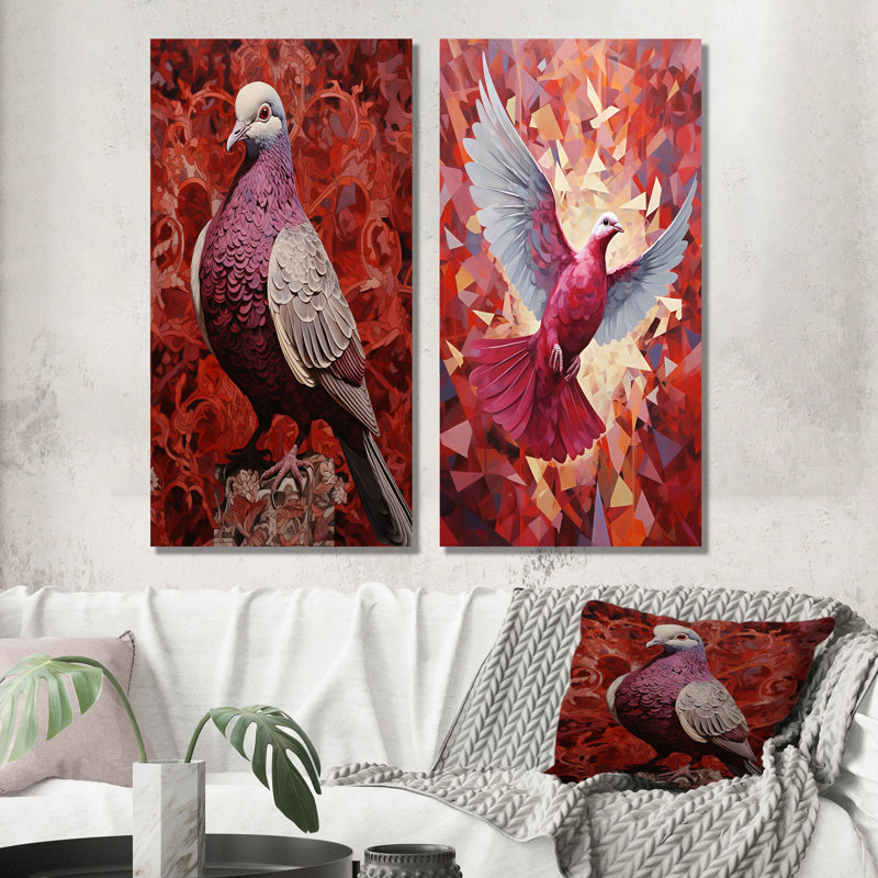 Ensemble de 2 impressions murales sur toile Messenger Dove, H 28 po x l 25 po, Toile tendue