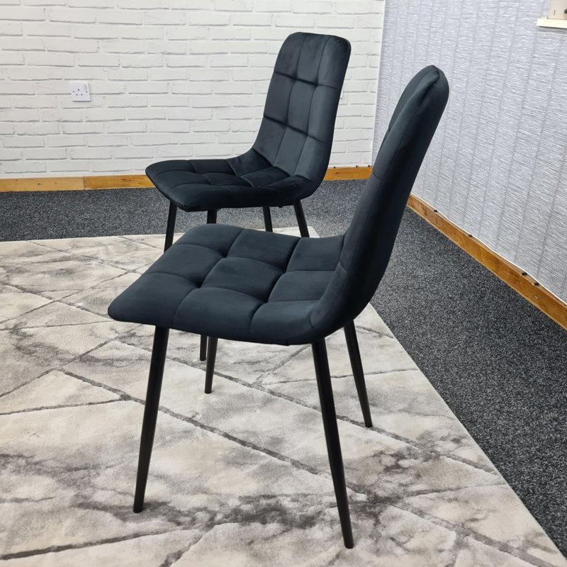 Velvet Upholstered Kitchen Dining Chair With Strong Black Metal Legs Living Room Bedroom Chair, Black, 6