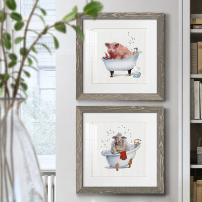 Farm Tub Pig - ensemble de 2 peintures