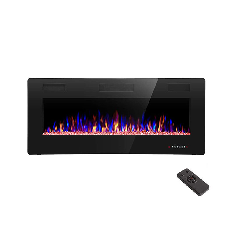 Wall-mounted/recessed Electric Fireplace, 750w/1500w Heater (5100 Btu, Heats 400 Sq Ft), 5 Speed/brightness, Remote & Touch Control, Silent (=40db), Etl Certified