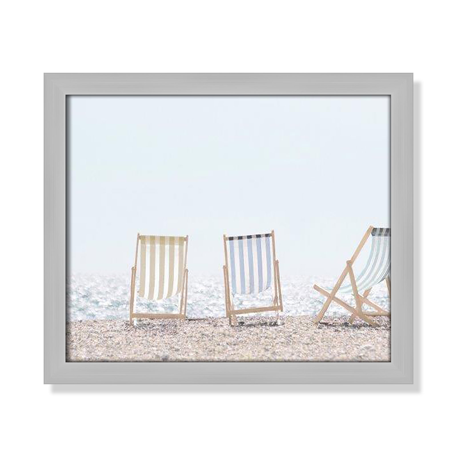 Beach Chairs Framed On Paper by Leah Straatsma Print, Matte Silver, 13" H x 15" W x 1.25" D