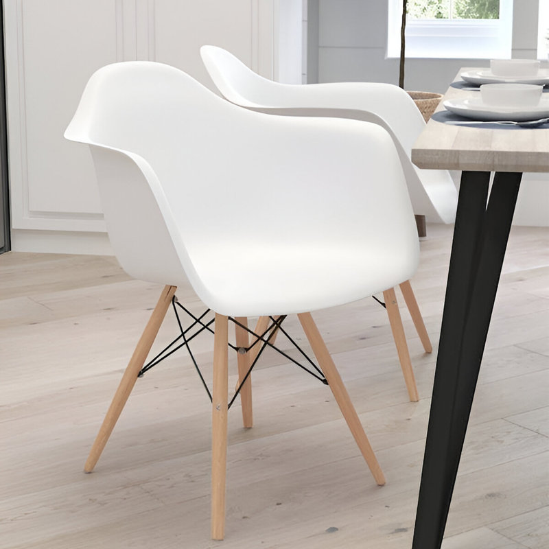 Chaise avec accoudoirs Chaya, Blanc