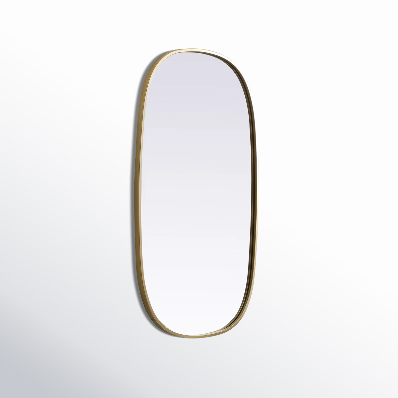 Sabine Metal Curved Oval Wall Mirror, Brass, 36" x 20"